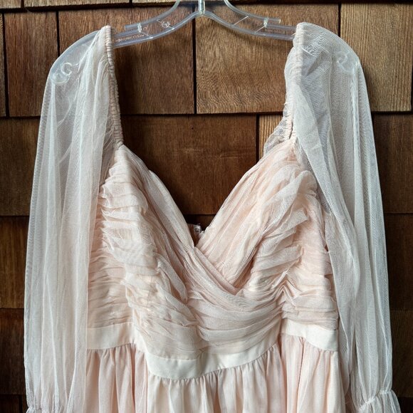 NWT Nabela Noor X Eloquii Surplice Neck Princess Puff Sleeve Dress - Women's 16 - Picture 2 of 11